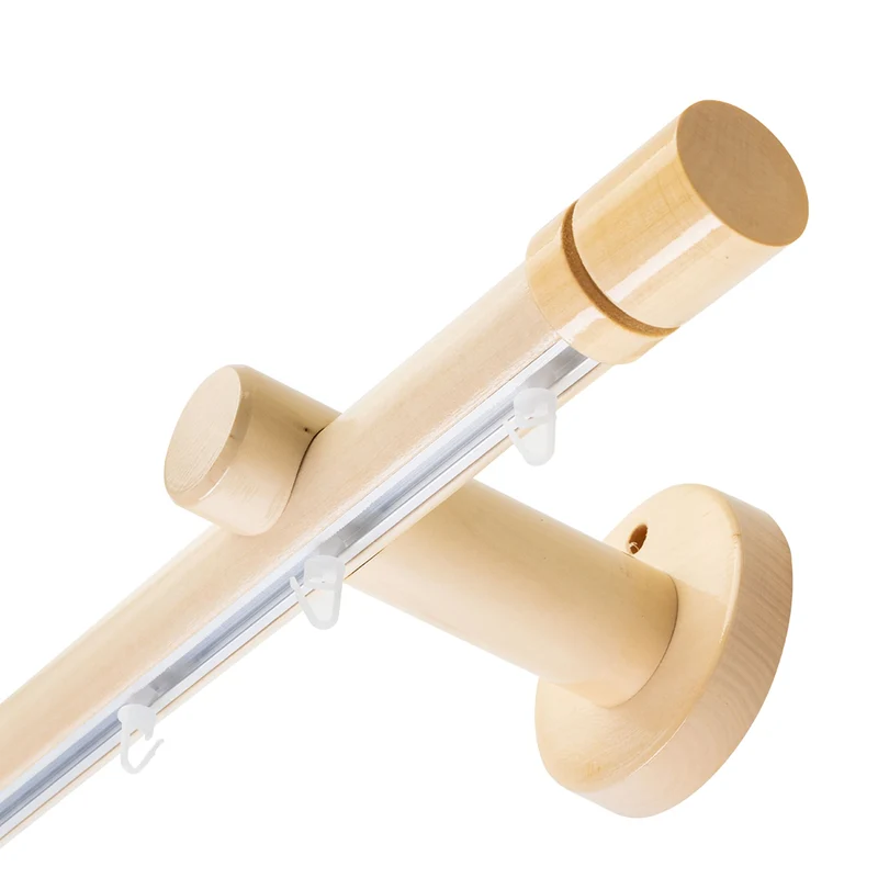 Cilindru Single 35 mm Wooden Curtain Rod & Aluminum Track System