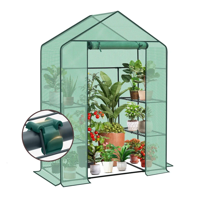 Sekey XL Foliengewächshaus 200×145×75 cm Stabiles Balkon-Gewächshaus mit 4 Regalböden für gesundes Pflanzenwachstum