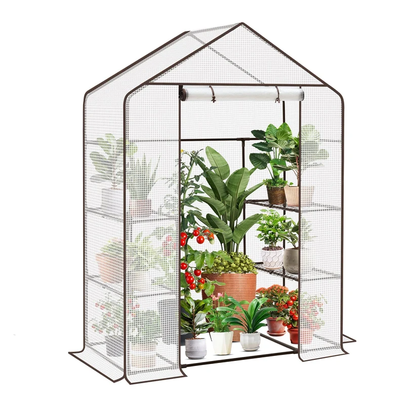 Sekey XL Foliengewächshaus 200×145×75 cm Stabiles Balkon-Gewächshaus mit 4 Regalböden für gesundes Pflanzenwachstum