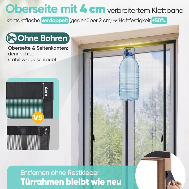 Sekey Fliegengitter für Balkontüren – Magnetisch, Zuschneidbar & Ohne Bohren | Insektenschutz Tür für Balkon, Terrasse & Schlafzimmer, Schwarz
