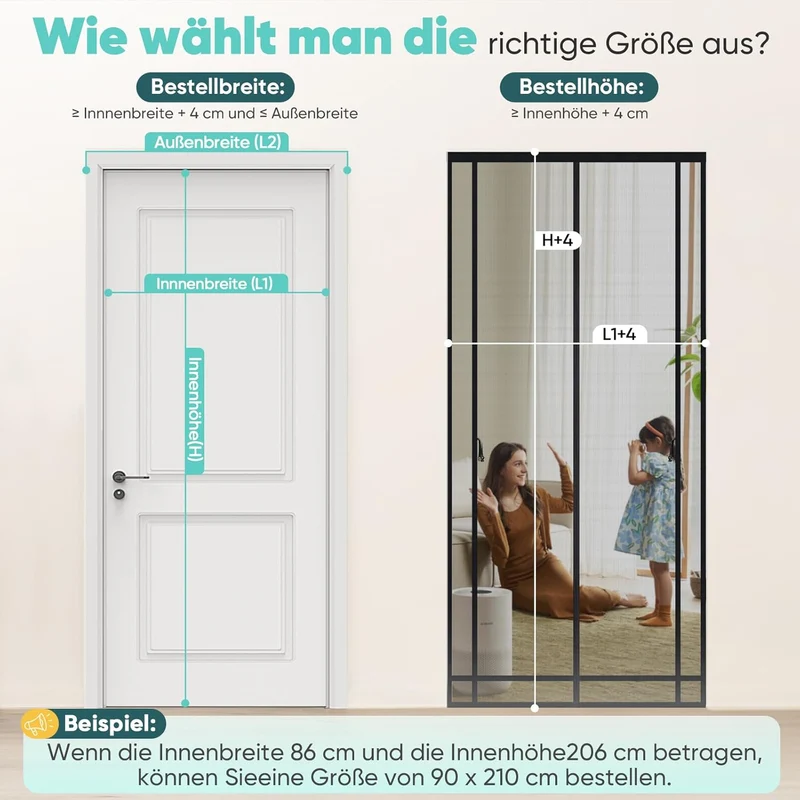 Sekey Fliegengitter für Balkontüren – Magnetisch, Zuschneidbar & Ohne Bohren | Insektenschutz Tür für Balkon, Terrasse & Schlafzimmer, Schwarz