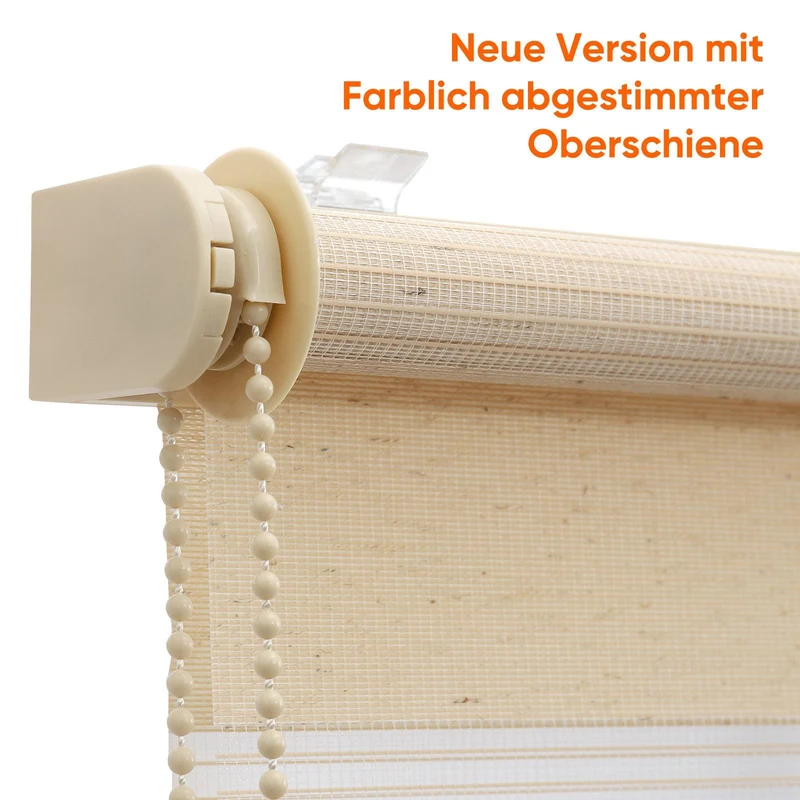 Sekey Doppelrollo - Klemmfix Duo Rollo ohne Bohren, Fensterrollo Jalousie, Sicht- & Sonnenschutz, Gelbleinen