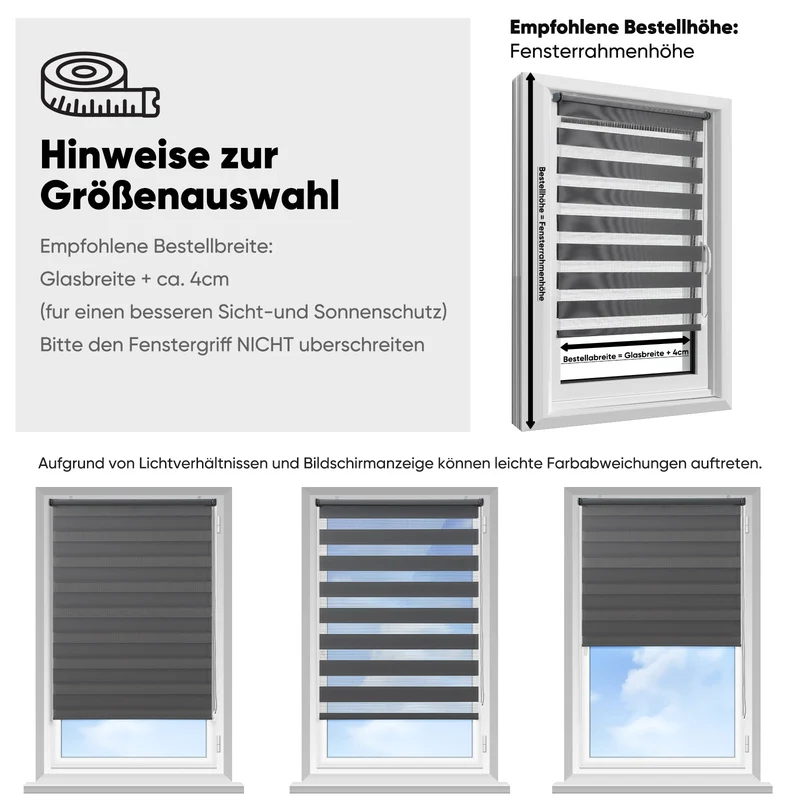 Sekey Duo Doppelrollo Klemmfix Schnurlos - Ohne Bohren, Faltrollo für Fenster & Türen, dunkelgrau
