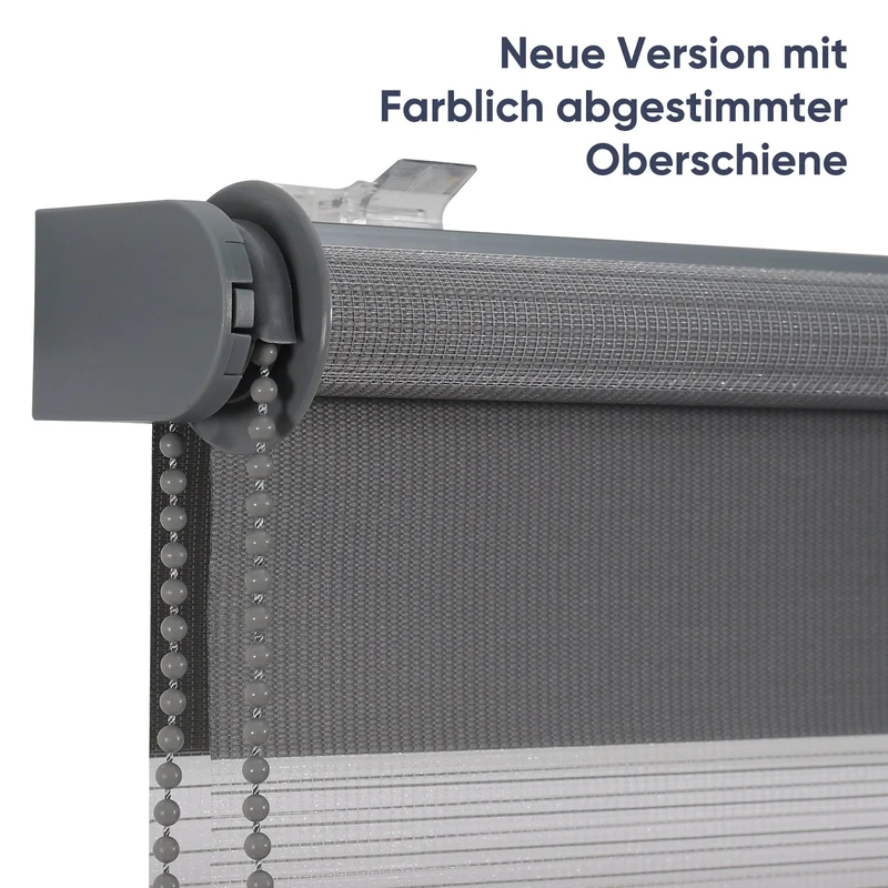 Sekey Duo Doppelrollo Klemmfix Schnurlos - Ohne Bohren, Faltrollo für Fenster & Türen, dunkelgrau