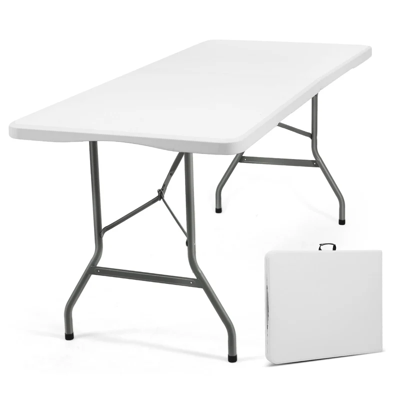 Sekey Klapptisch 152x70x74 cm – Robuster Buffettisch aus Kunststoff, tragbar mit Griff, wetterfest & faltbar – Campingtisch, Partytisch, Gartentisch für 4 Personen