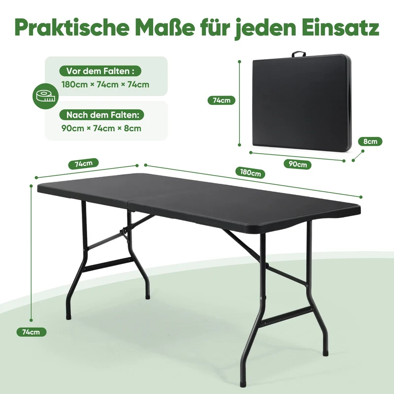 Sekey Klapptisch Gartentisch klappbar – Rattan-Optik/Glatt, wetterfest & tragbar, ideal für Balkon, Garten & Party