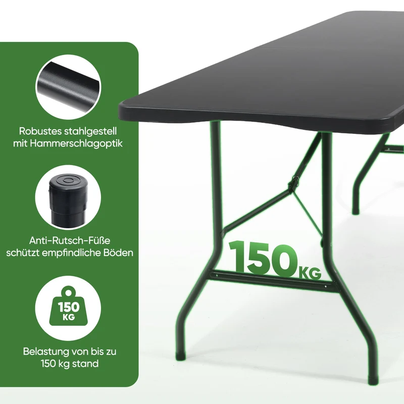 Sekey Klapptisch Gartentisch klappbar – Rattan-Optik/Glatt, wetterfest & tragbar, ideal für Balkon, Garten & Party