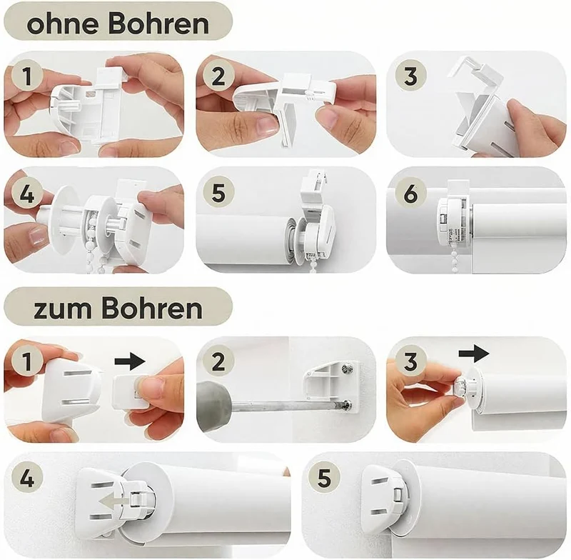 Sekey Verdunklungsrollo ohne Bohren, Klemmfix Seitenzugrollo aus Vliesstoff, 90 % Lichtundurchlässig, Grau