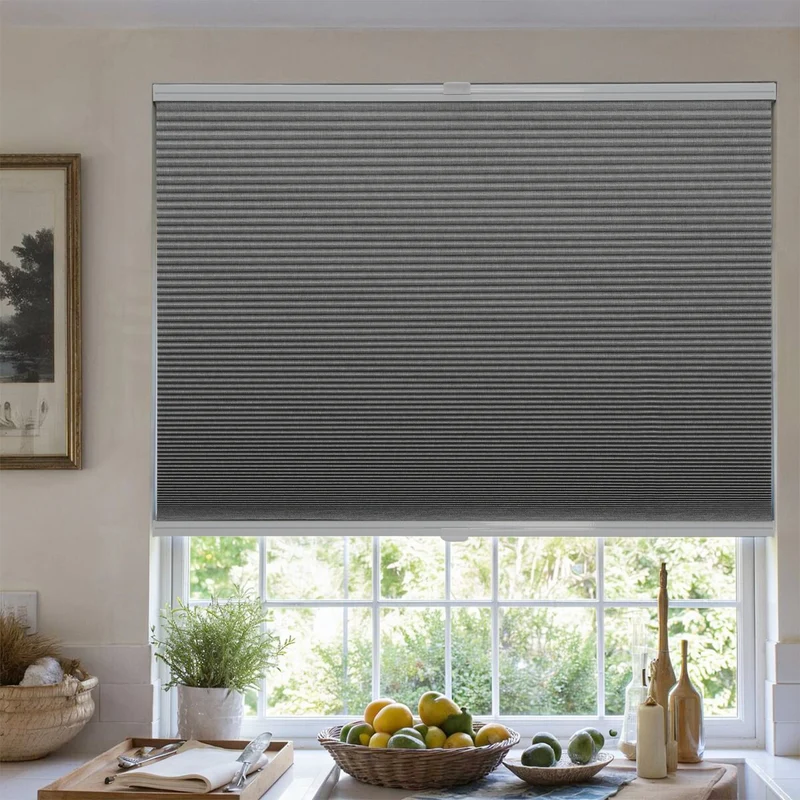 Sekey Wabenplissee ohne Bohren, 100 % Verdunkelung, blickdichtes Klemmfix Plissee in Textiloptik, Grau