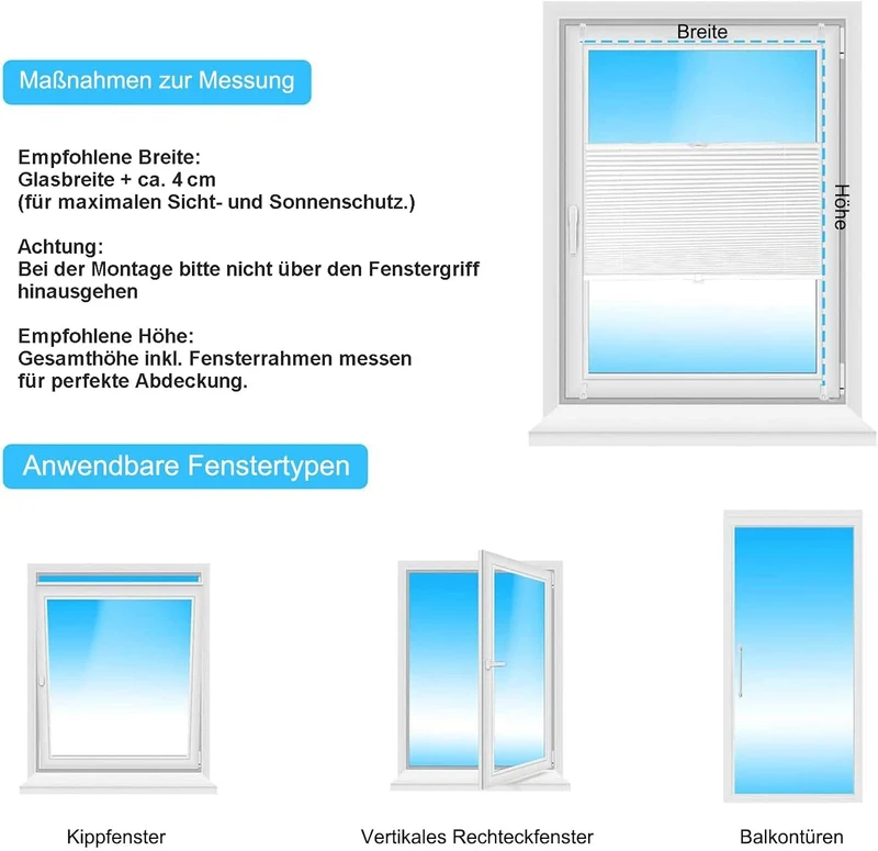 Sekey Plissee ohne Bohren in Beige mit Leinenstruktur Blickdichtes Sonnenschutzrollo, Klemmfix & verspannt