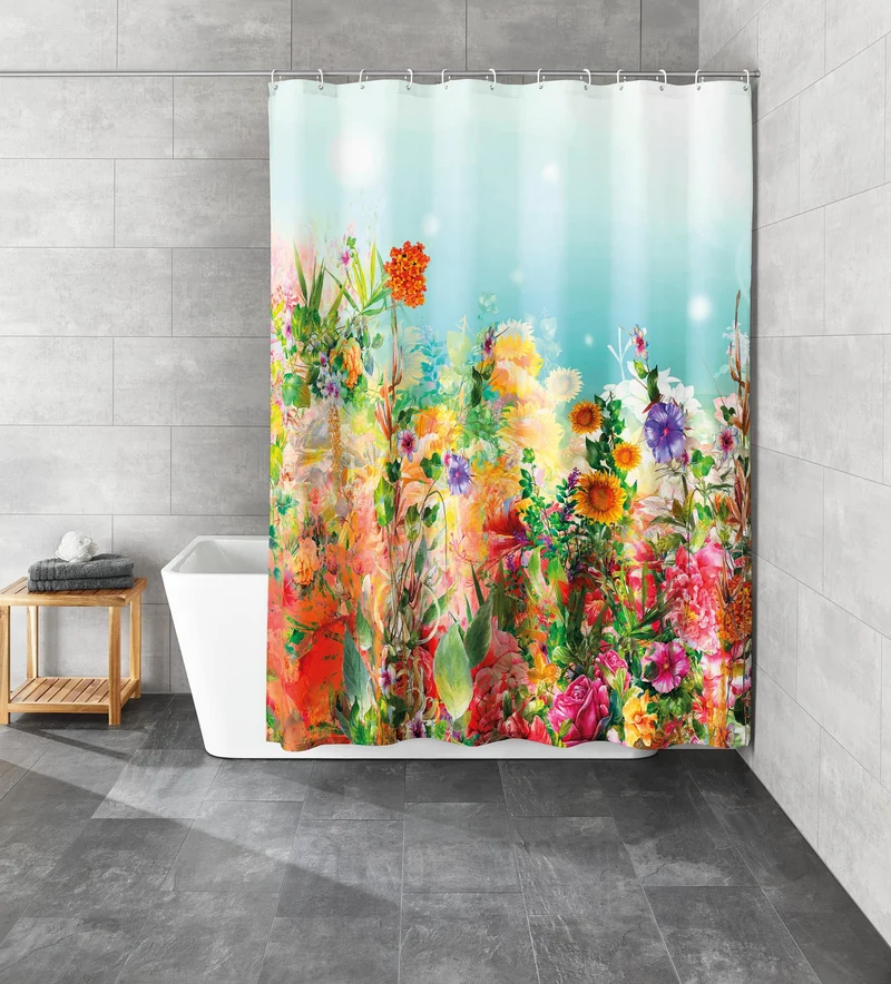 Duschvorhang Textil FLOWER DREAMS Multicolor 180 x 200 cm