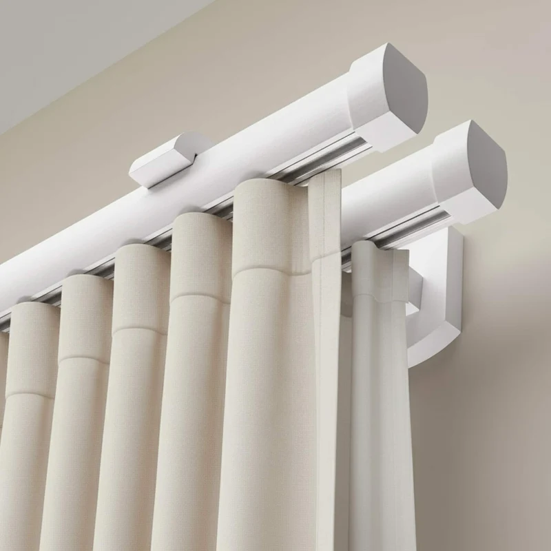 Domino Double Wooden Curtain Rod & Track System for Curtains and Drapes