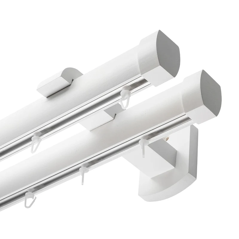 Domino Double Wooden Curtain Rod & Track System for Curtains and Drapes