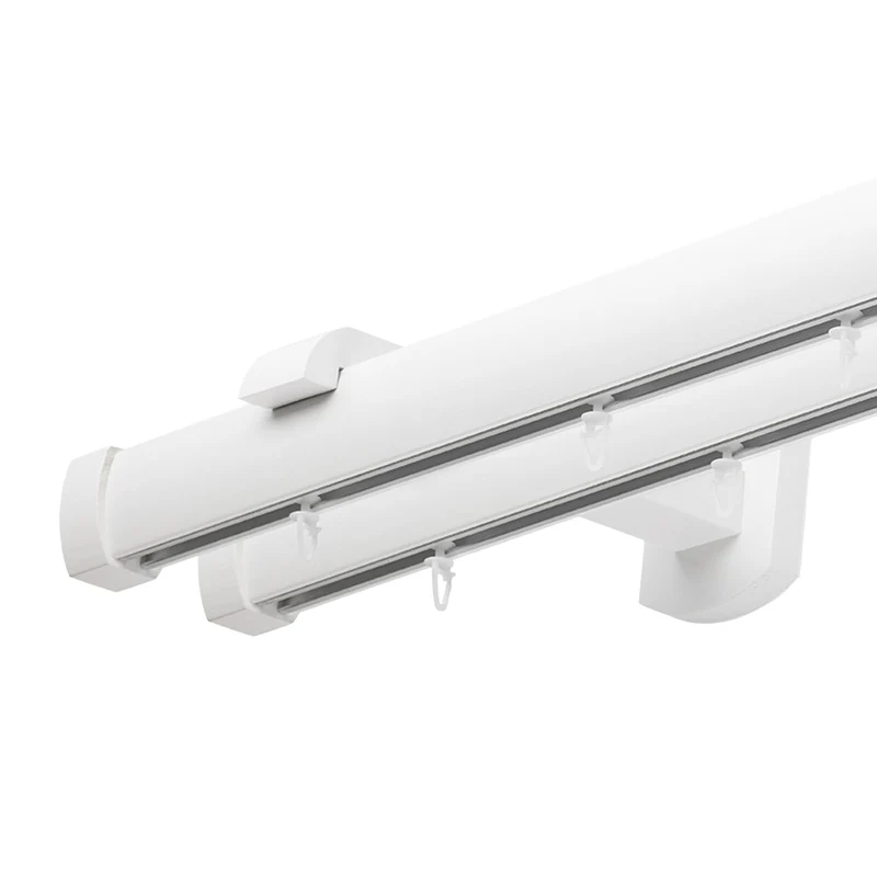 Domino Double Wooden Curtain Rod & Track System for Curtains and Drapes