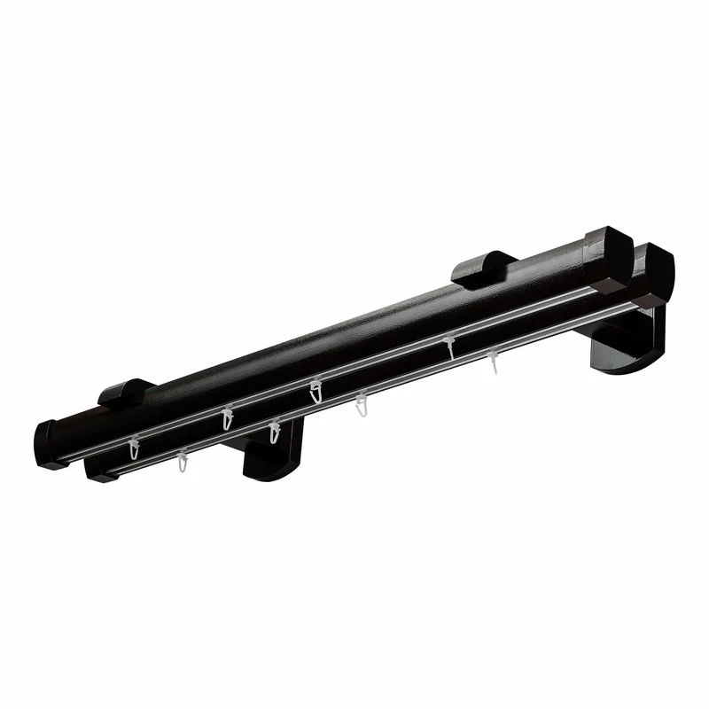 Domino Double Wooden Curtain Rod & Track System for Curtains and Drapes