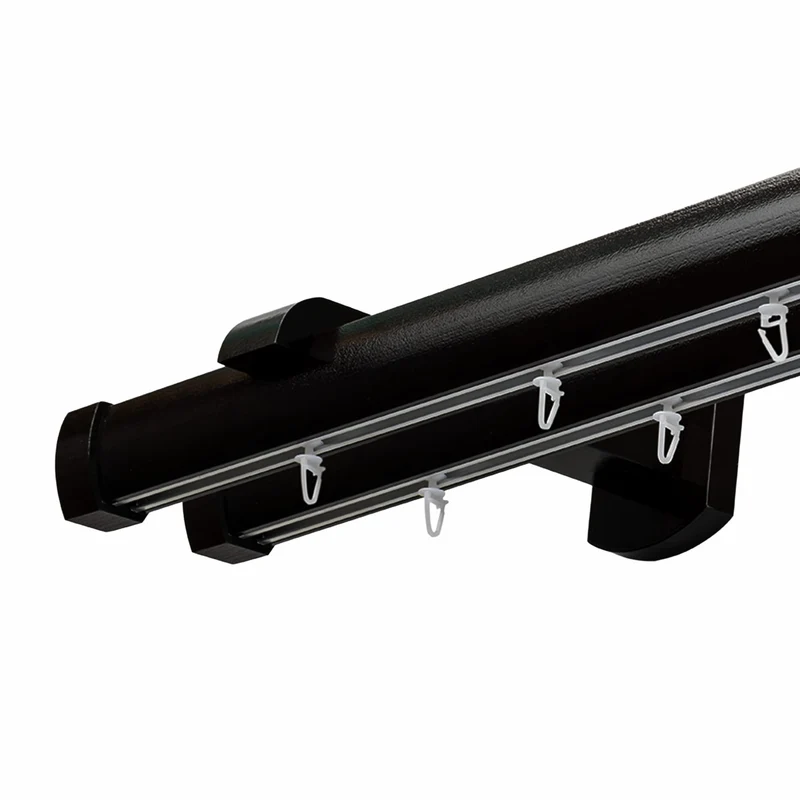 Domino Double Wooden Curtain Rod & Track System for Curtains and Drapes