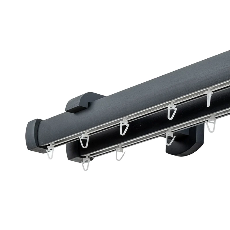 Domino Double Wooden Curtain Rod & Track System for Curtains and Drapes