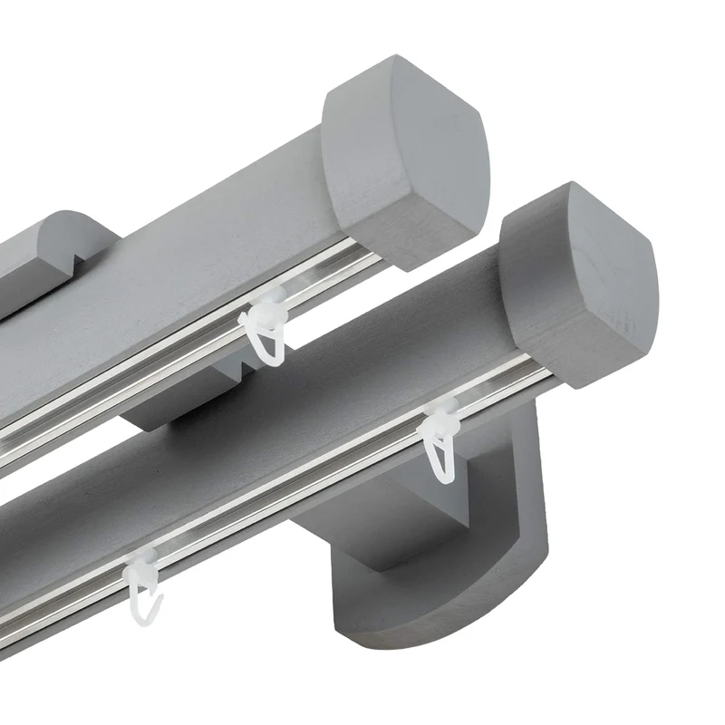 Domino Double Wooden Curtain Rod & Track System for Curtains and Drapes
