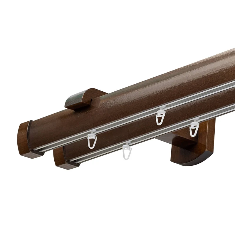 Domino Double Wooden Curtain Rod & Track System for Curtains and Drapes