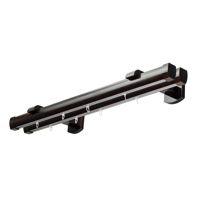 Domino Double Wooden Curtain Rod & Track System for Curtains and Drapes