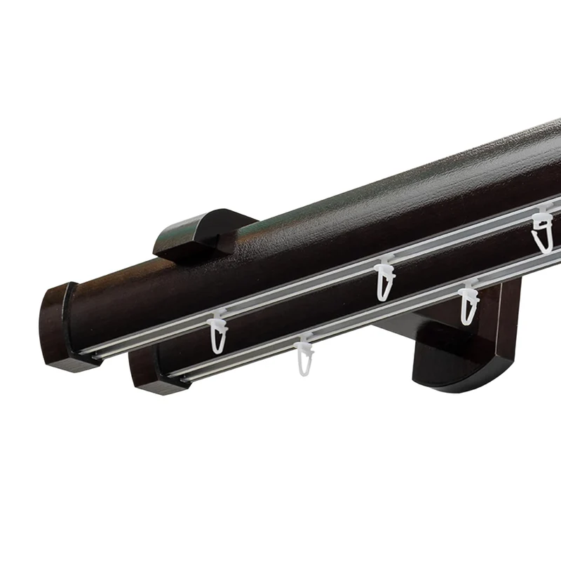 Domino Double Wooden Curtain Rod & Track System for Curtains and Drapes