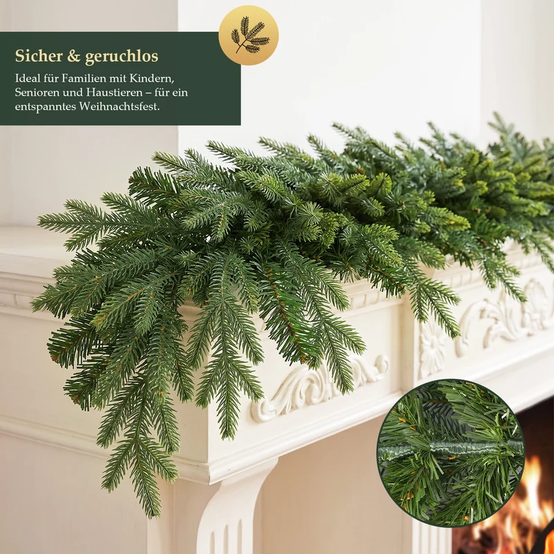 Salcar Künstliche Weihnachtsgirlande – Naturgetreue Fichten-Optik aus PE & PVC, 3 m / 5 m / 10 m