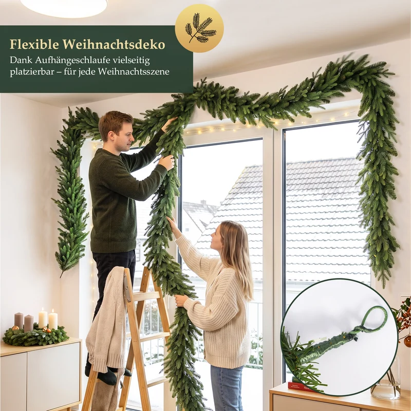 Salcar Künstliche Weihnachtsgirlande – Naturgetreue Fichten-Optik aus PE & PVC, 3 m / 5 m / 10 m