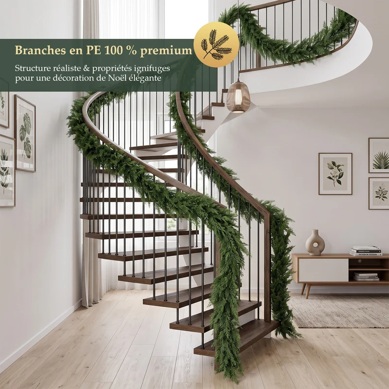 Salcar Künstliche Weihnachtsgirlande aus 100 % PE – Naturgetreue Thuja-/Zedern-Optik, extra dicht, 3 m / 5 m