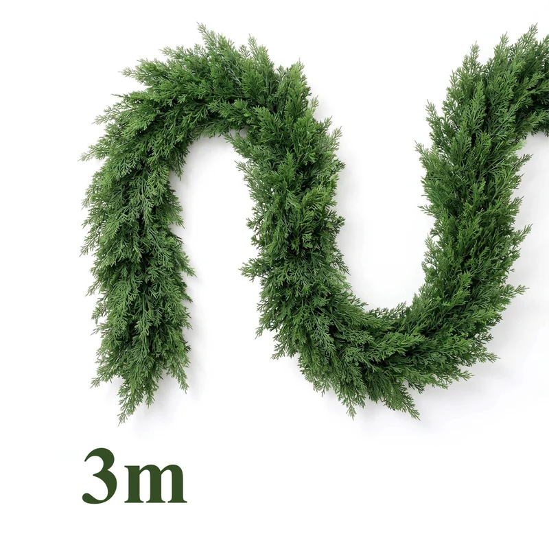 Salcar Künstliche Weihnachtsgirlande aus 100 % PE – Naturgetreue Thuja-/Zedern-Optik, extra dicht, 3 m / 5 m