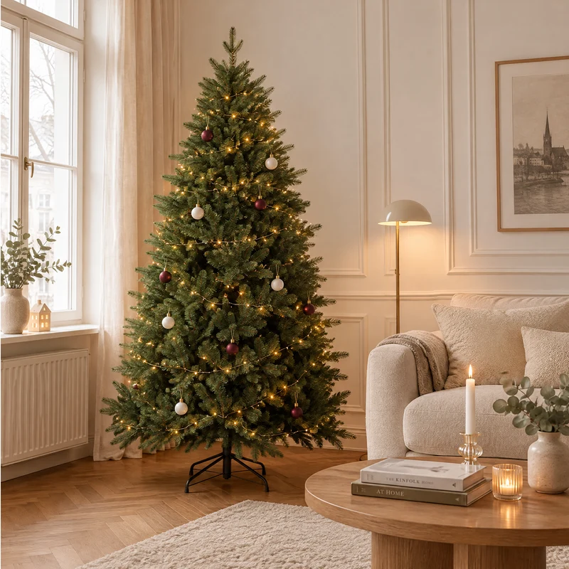 Salcar Künstlicher Weihnachtsbaum Nordmanntanne – PE & PVC, naturgetreuer Christbaum, 150/180/210 cm