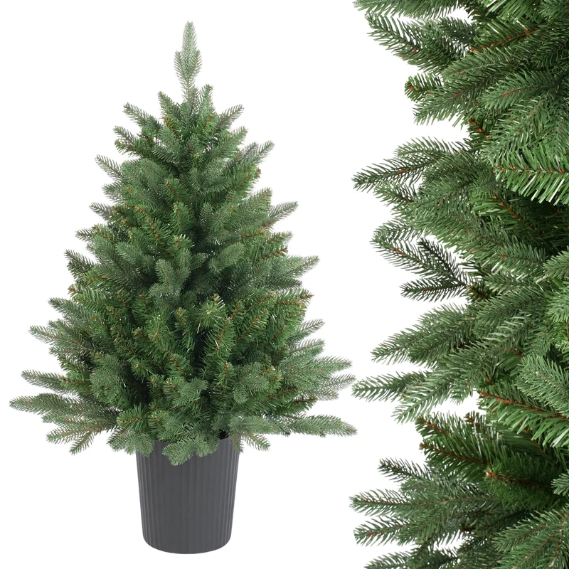 Salcar Künstlicher Weihnachtsbaum Nordmanntanne – PE & PVC, kleiner Christbaum mit dekorativem Topf, 60/90/120 cm