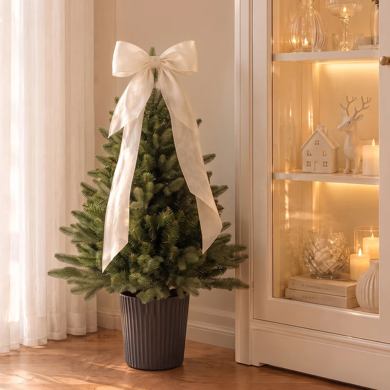 Salcar Künstlicher Weihnachtsbaum Nordmanntanne – PE & PVC, kleiner Christbaum mit dekorativem Topf, 60/90/120 cm