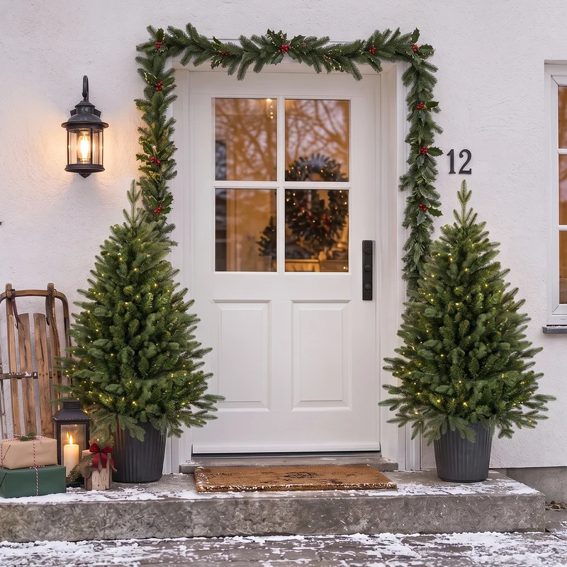 Salcar Künstlicher Weihnachtsbaum Nordmanntanne – PE & PVC, kleiner Christbaum mit dekorativem Topf, 60/90/120 cm