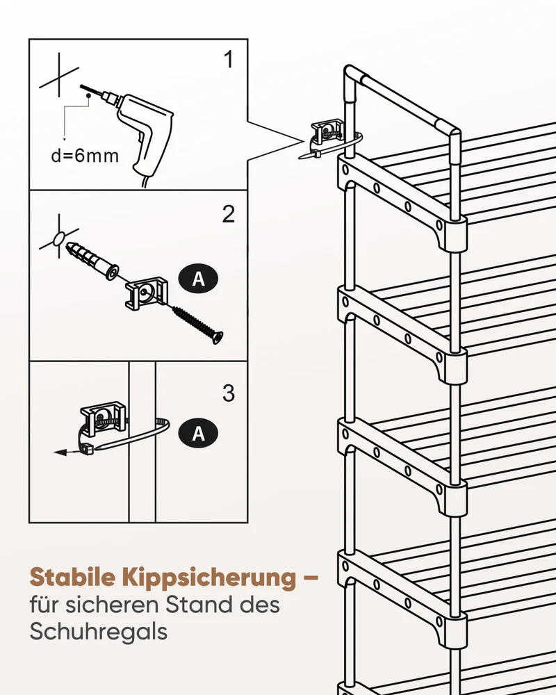Sekey 6-stöckiges Schuhregal aus Metall – Großes Fassungsvermögen & platzsparende Aufbewahrung für alle Schuharten