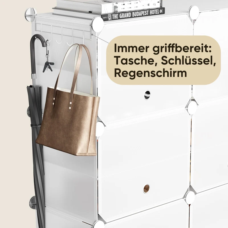 Sekey Weiß Schuhschrank mit 6/8/10 Fächern – Großes modulares Schuhregal für bis zu 24 Paar Schuhe