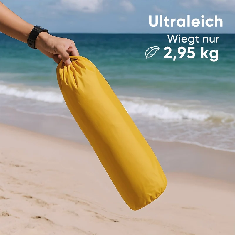 Sekey Faltbarer Strandliegestuhl mit gepolsterten Armlehnen – Leichter Campingstuhl bis 200 kg belastbar