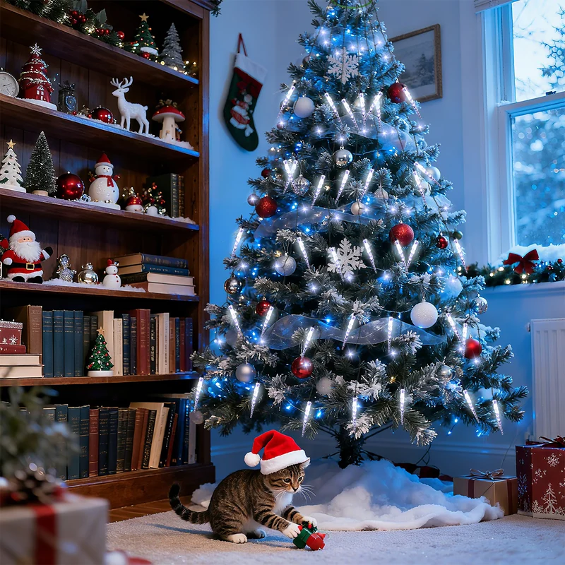 Salcar LED Lichterkette Weihnachtsbaum mit funkelnden Eiszapfen – Warm- & Kaltweiß, 11 Modi, Timer & Fernbedienung, IP44 wassergeschützt für Innen & Außen