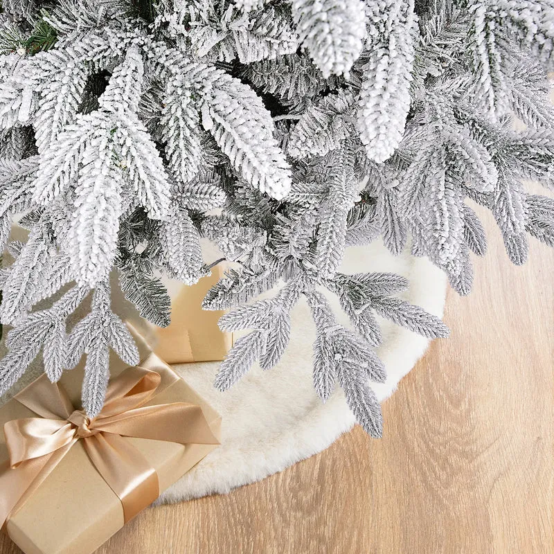 Salcar Künstlicher Weihnachtsbaum mit Schnee und LED Beleuchtung – Realistischer Tannenbaum mit Metallständer, 180 cm / 210 cm, warmweißes Licht