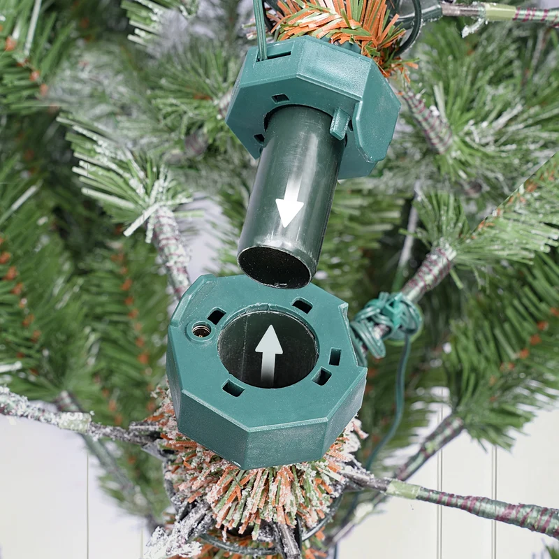 Salcar Künstlicher Weihnachtsbaum mit Schnee und LED Beleuchtung – Realistischer Tannenbaum mit Metallständer, 180 cm / 210 cm, warmweißes Licht