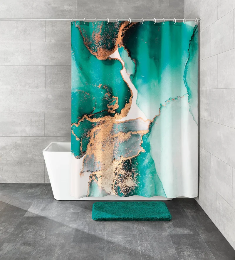 Duschvorhang Textil TEAL Petrol 180 x 200 cm