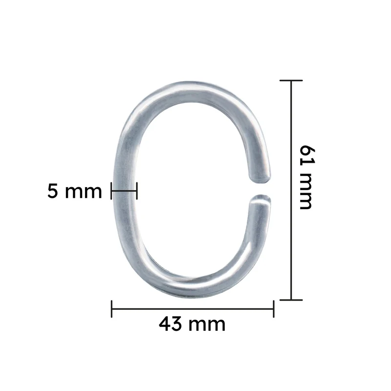Doppelpack Duschvorhang-Ringe Silberfarben Set 24-teilig