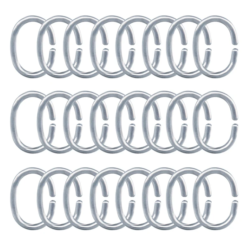 Doppelpack Duschvorhang-Ringe Silberfarben Set 24-teilig