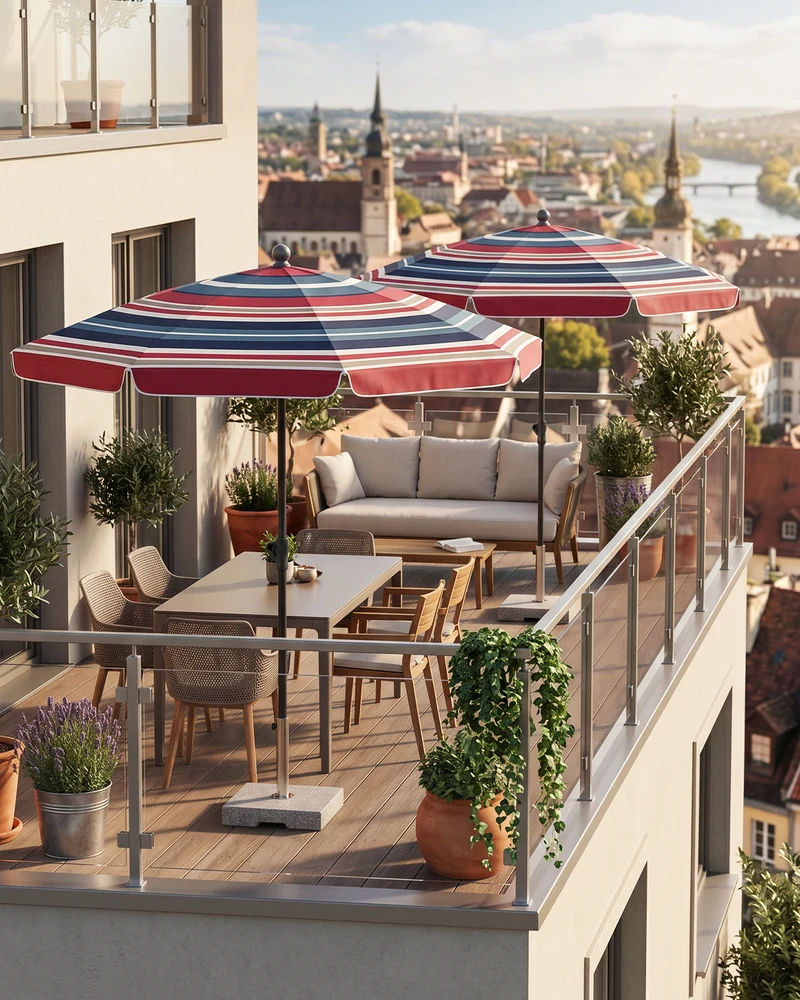 Sunula Sonnenschirm 180 cm, Balkonschirm mit Schutzhülle, höhenverstellbar & knickbar, UPF 50+ UV-Schutz, Gartenschirm mit Metallmast für Balkon, Terrasse & Garten