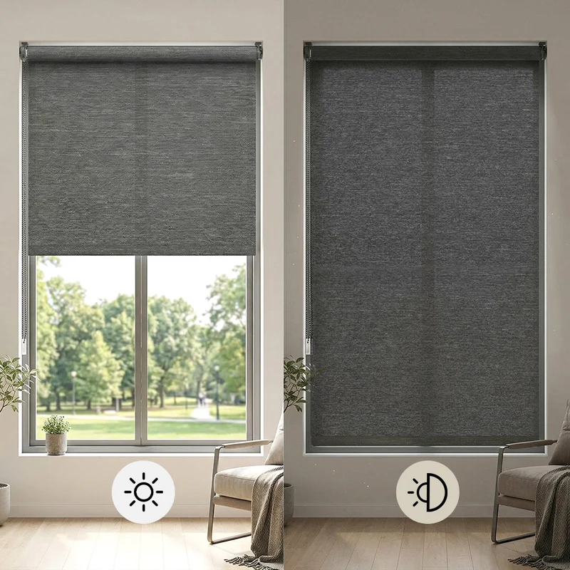 Sekey Klemmfix Seitenzugrollo Grau in Leinenoptik – Lichtdurchlässiges Fensterrollo ohne Bohren mit Klemmträgern & Schraubmontage
