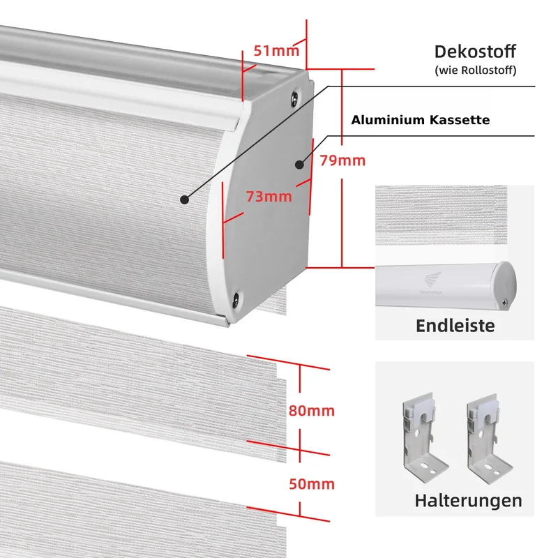 SmartWings Smart Zebra Doppelrollos elektrisch 60% lichtdurchlässig 75mm Eloise