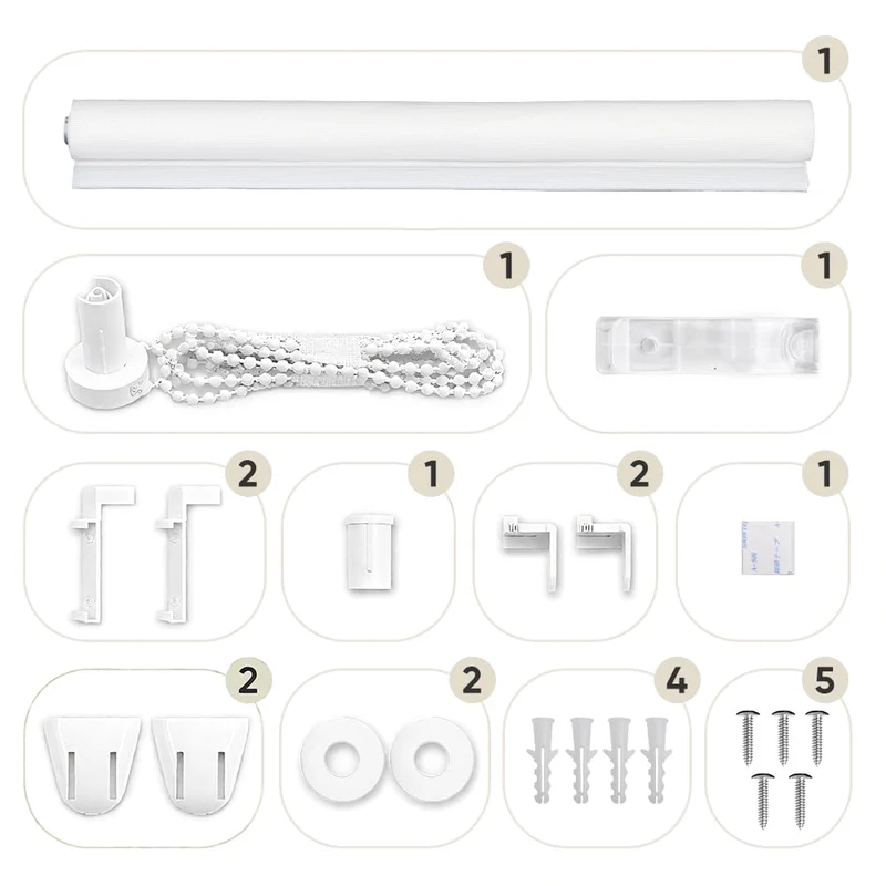 Sekey Klemmfix Seitenzugrollo in Leinenoptik Weiß – Lichtdurchlässiges Rollo ohne Bohren mit Klemmträgern & Schraubmontage, Uni Fensterrollo aus Papier-Polyester-Stoff