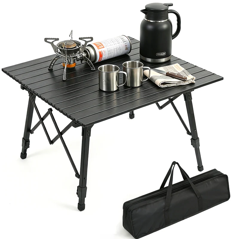 Sekey Campingtisch Aluminium Faltbar 72x69 cm – Ultraleichter Klapptisch Höhenverstellbar 46–66 cm, Wetterfest Balkontisch & Gartentisch mit Tragetasche