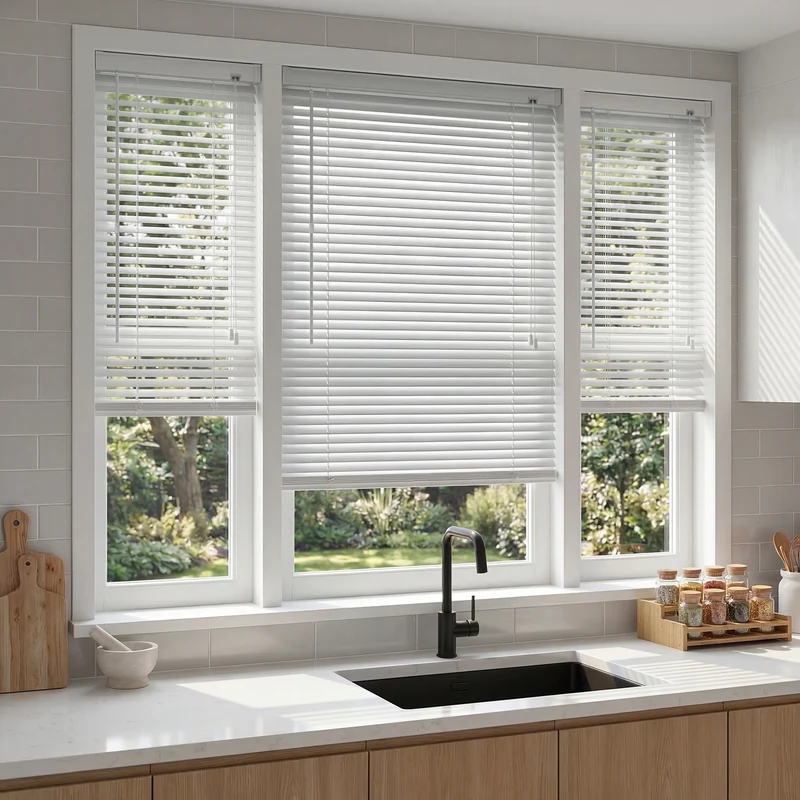 Sekey Aluminium Jalousie ohne Bohren – Klemmfix Jalousie für Fenster, 25 mm Alu-Lamellen, Lichtschutz & Sichtschutz, weiß