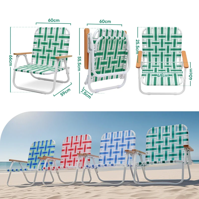 Sekey Faltbarer Campingstuhl mit Teakholz-Armlehnen – Bequemer Strand- & Gartenstuhl, atmungsaktiv & tragbar