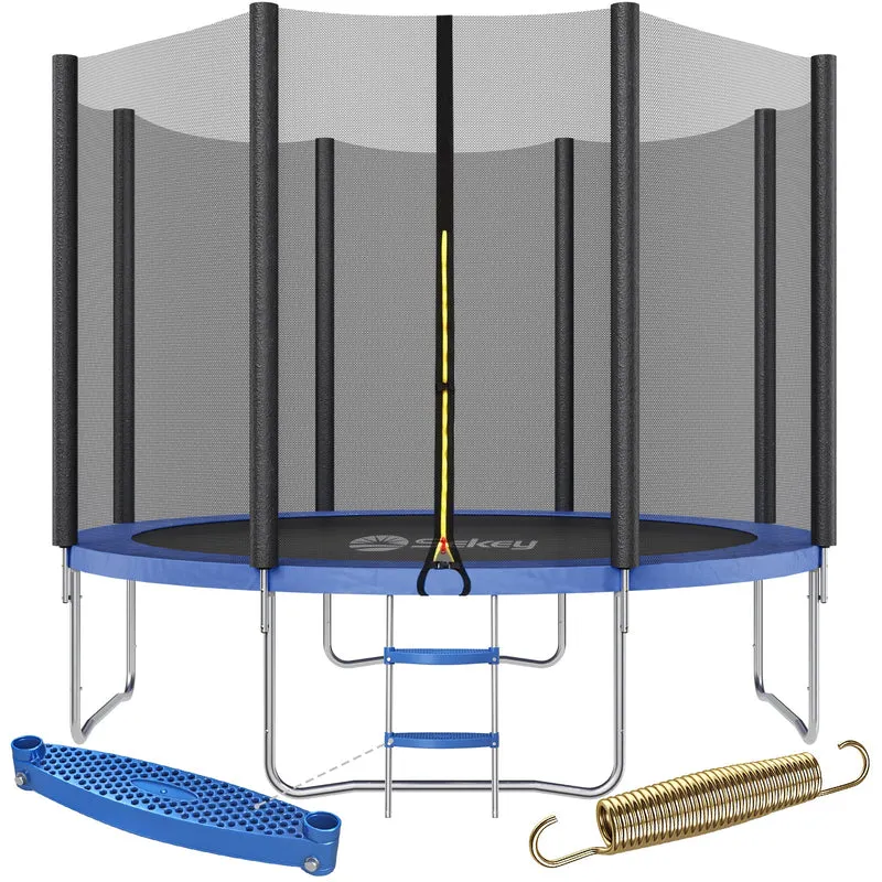 Sekey Trampolin Ø 366 cm für Garten – TÜV/GS-zertifiziertes Outdoor Trampolin mit Sicherheitsnetz, W-Beinen & Leiter – wetterfest & kindersicher, bis 150 kg belastbar